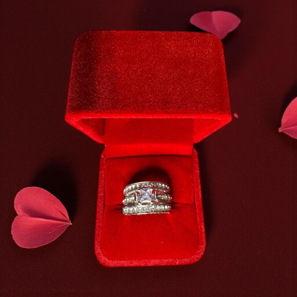 Sparkling Crystal Bridal Ring Set |‎ Statement CZ Wedding Stack |
